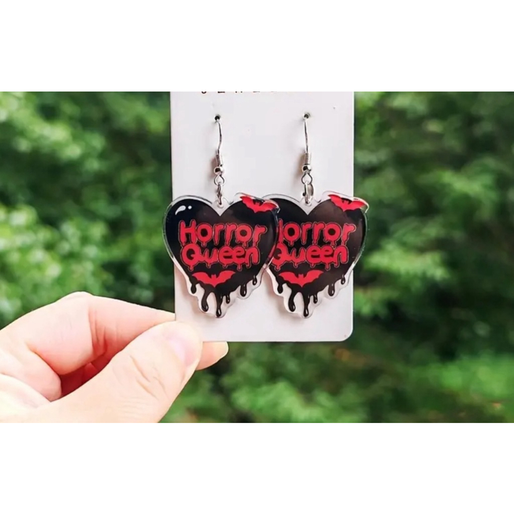 Heart Shaped Horror Queen Dangle Acrylic Earrings